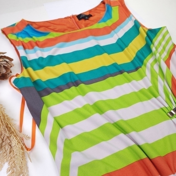 Tahari Multicolored Striped Dress Sz 14 - Picture 8 of 16